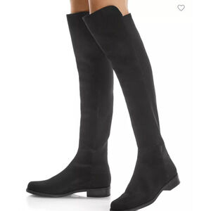 Stuart Weitzman 5050 Over The Knee Tall Boots Black Suede/Gaberdine Size 5 NWOB